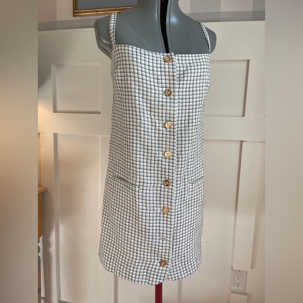 J. Crew Black and White Grid Button-Down Dress Size Medium